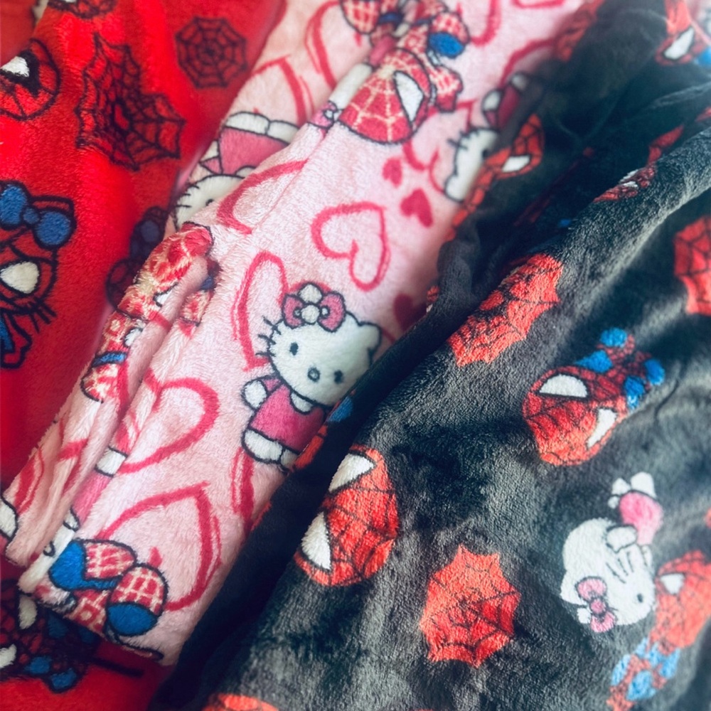 Pink Hello kitty X Spider man PINK fuzzy pajama pants